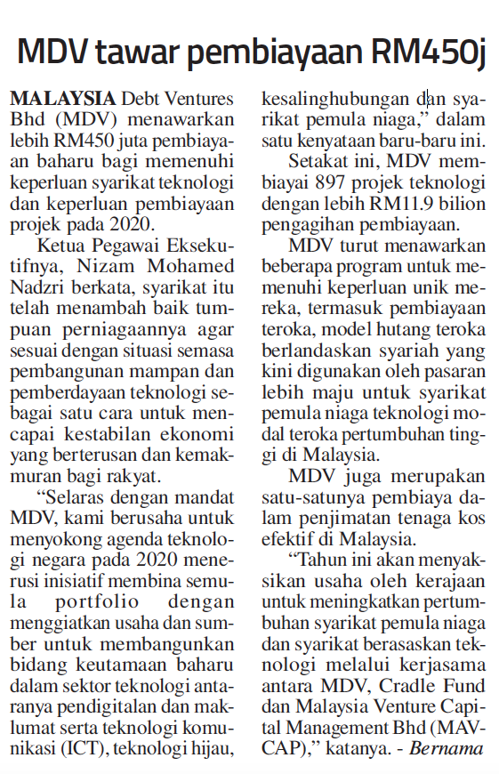 MDV tawar pembiayaan RM450j